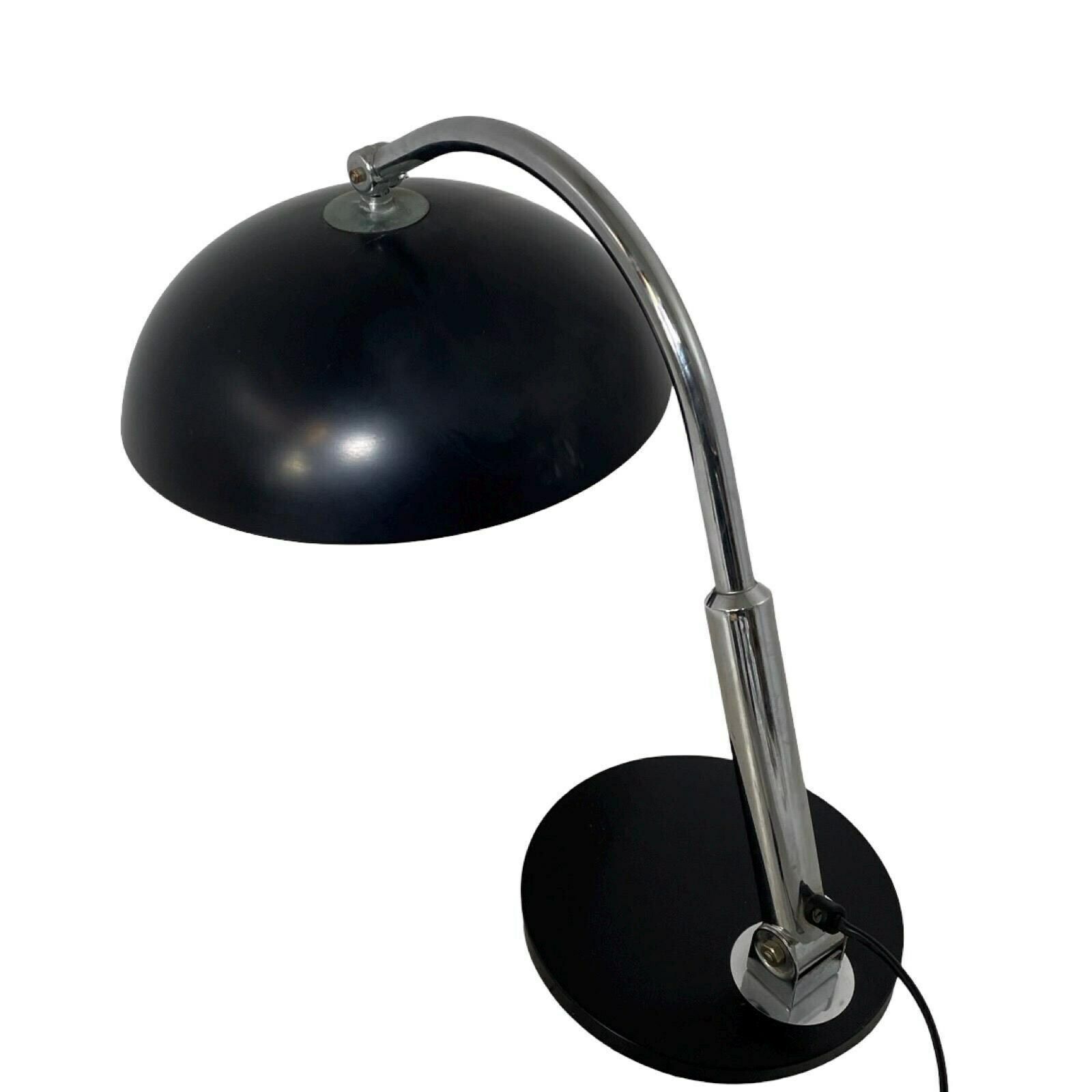 Hala Zeist   H. Th. Busquet   Table / Desk Lamp   Model P 144   Bauhaus   1950's   Dutch Design   Black With Chrome Upright   Adjustable photo buy