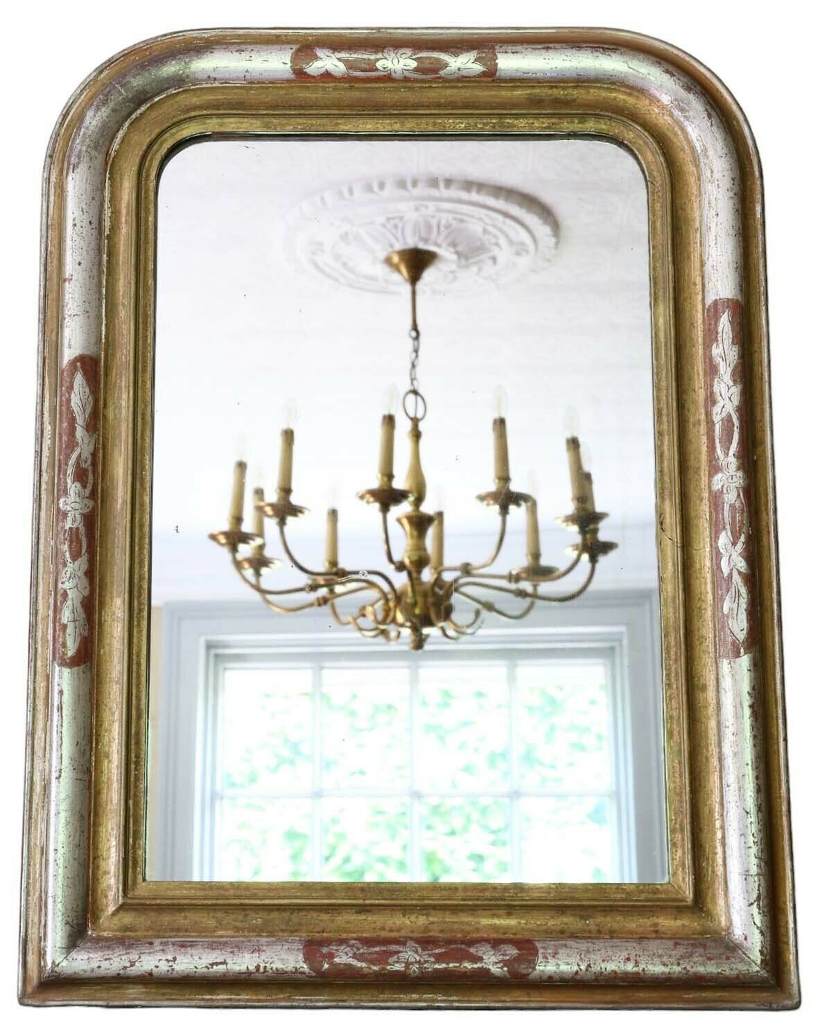 Antique Large 19th Century Silver And Gilt Overmantle Wall Mirror – High Quality Simple Design