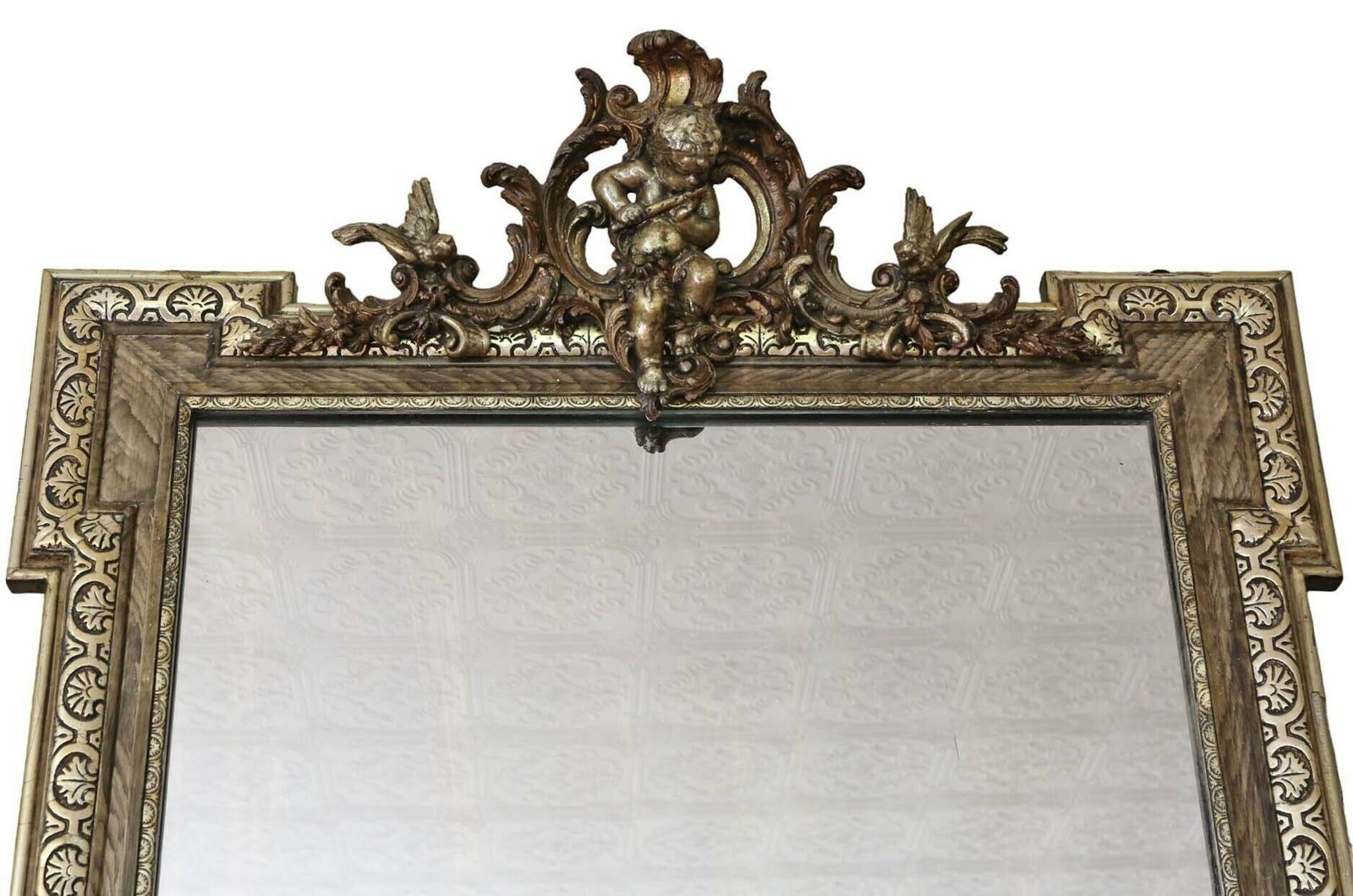 Antique Large C1900 Gilt Overmantle Wall Mirror High Quality Ornate Design photo furniture