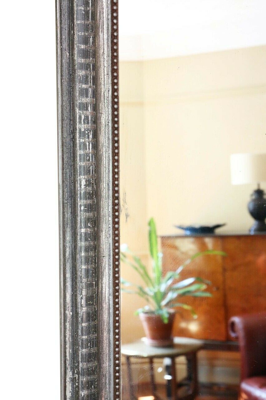 Antique Large 19th Century Silver Gilt Overmantle Wall Mirror – High Quality Simple Design photo Home Decor