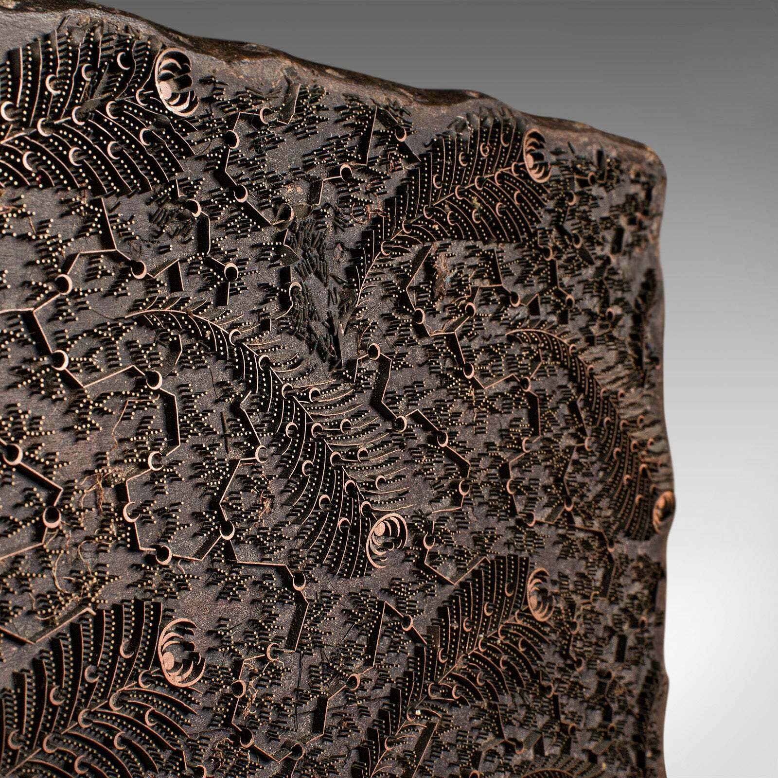 Antique Textile Printing Block, English, Printer's Stamp, Art Nouveau, Victorian photo vinterior