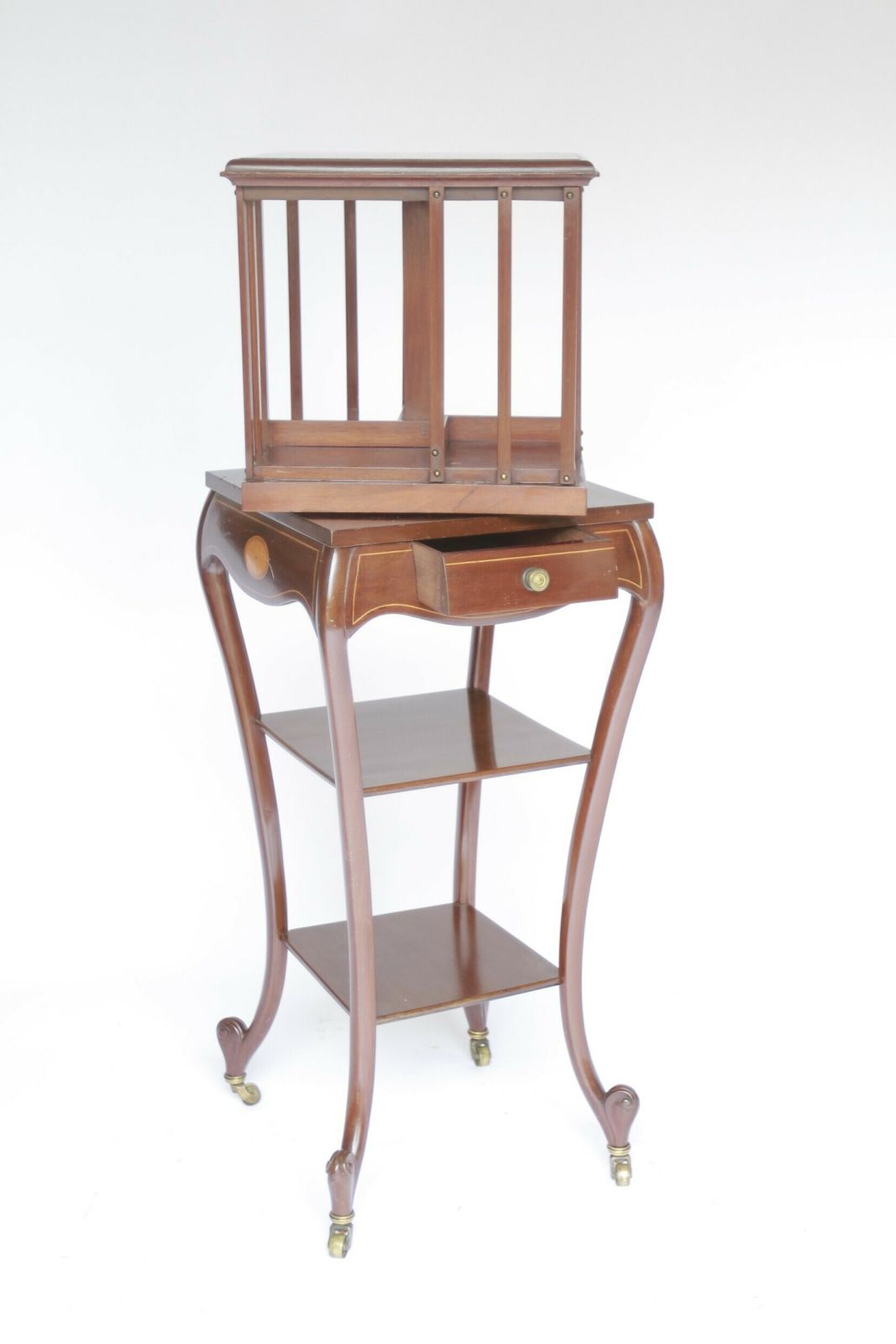 Edwardian Mahogany Inlaid Revolving Bookcase On Stand photo buy