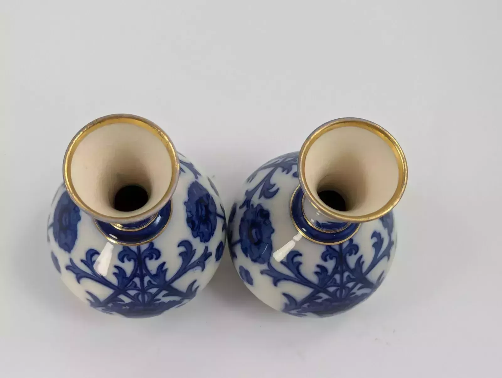 A Pair Of Moorcroft Macintyre Aurelian Small Vases, Late 19th Century photo vintage