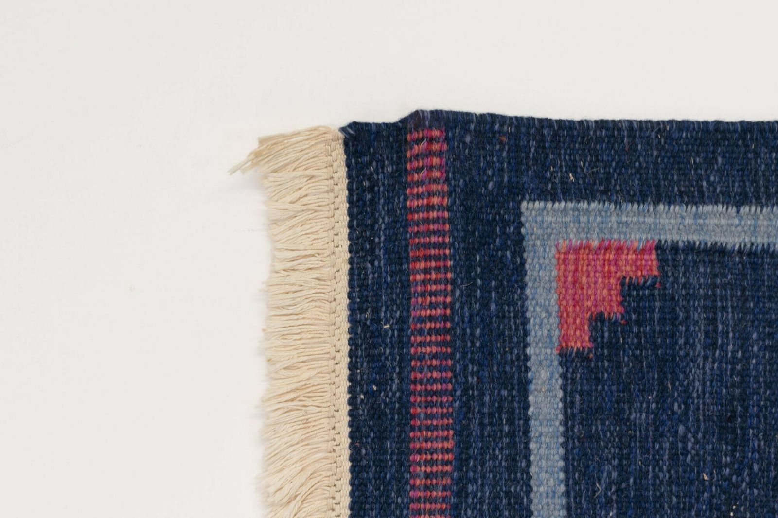 Mid Century Swedish Kilim In Navy And Pink photo furniture