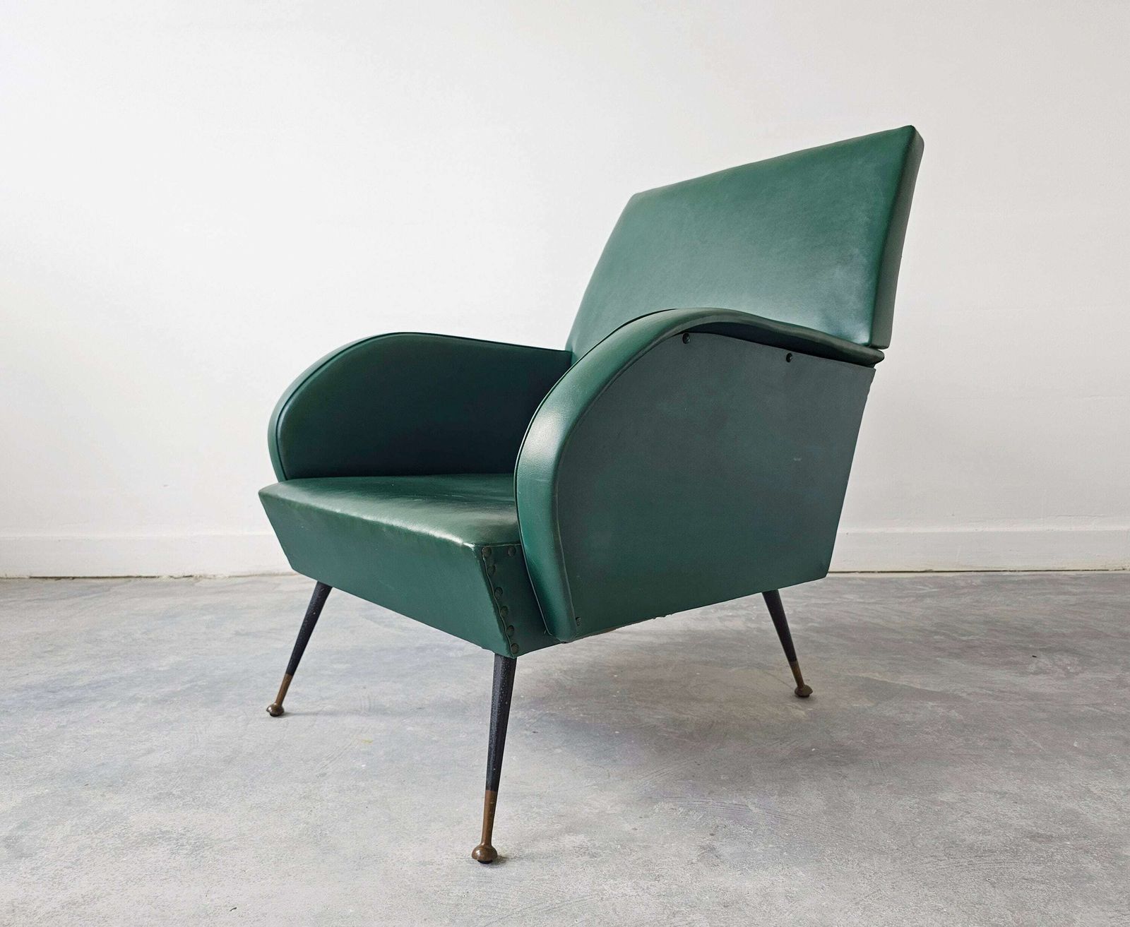 Pair Of Mid Century Modern Armchairs In Style Of Marco Zanuso, Upholstered In Vinyl // Made In Italy In 1950s photo furniture