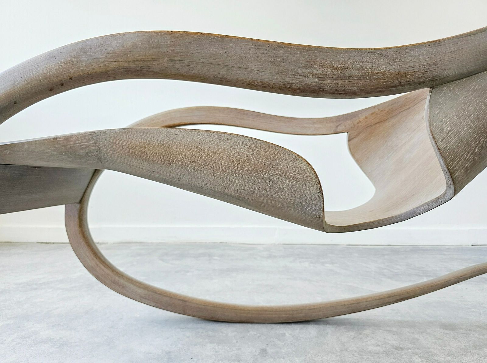 Breathtaking Contemporary Sculptural Rocking Chair Done In Molded Ash Plywood In Style Of Wendell Castle, Handmade And One Of A Kind photo for sale