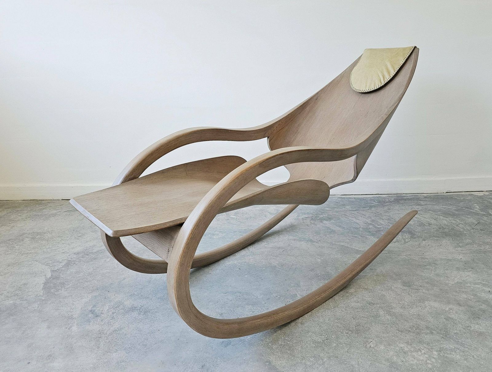 photo for sale Breathtaking Contemporary Sculptural Rocking Chair Done In Molded Ash Plywood In Style Of Wendell Castle, Handmade And One Of A Kind