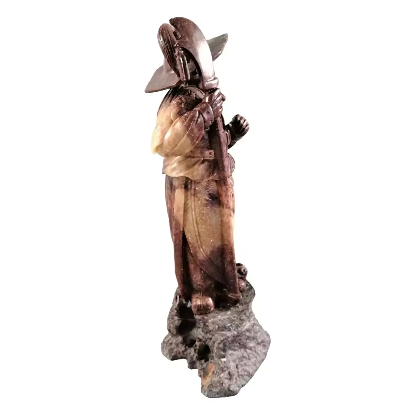 300.0 Antique Natural Shoushan Stone Carved Warrior Statue photo