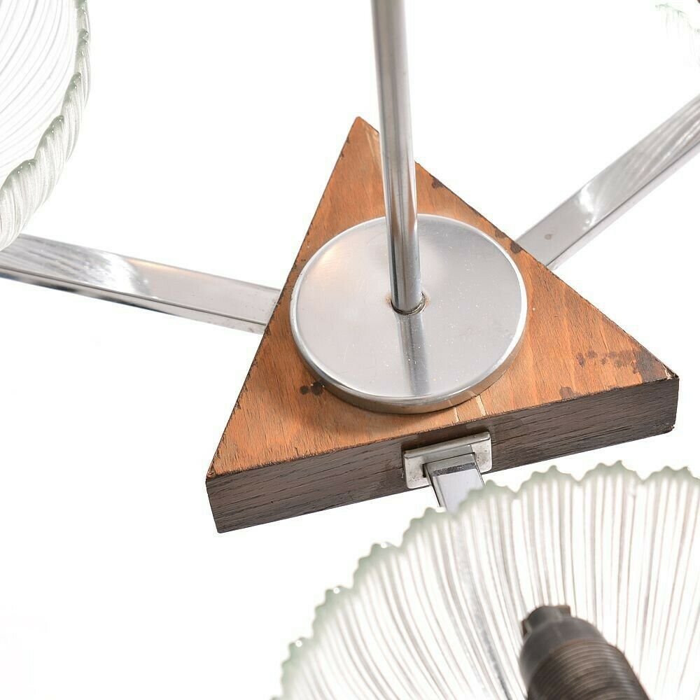 Art Deco Ceiling Light In Chrome And Glass, Czechoslovakia 1950s photo furniture