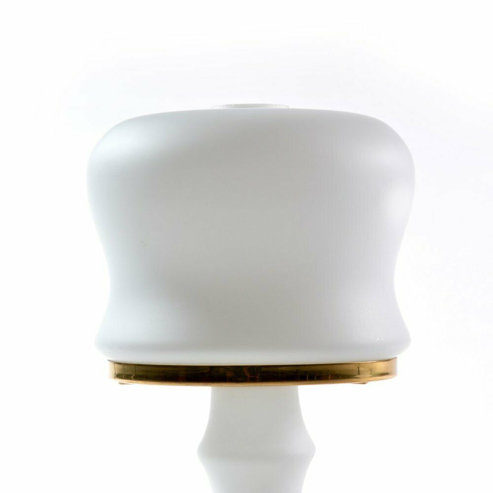 White Glass And Brass Table Lamp By Osvetlovaci Sklo, Czechoslovakia 1970s photo furniture