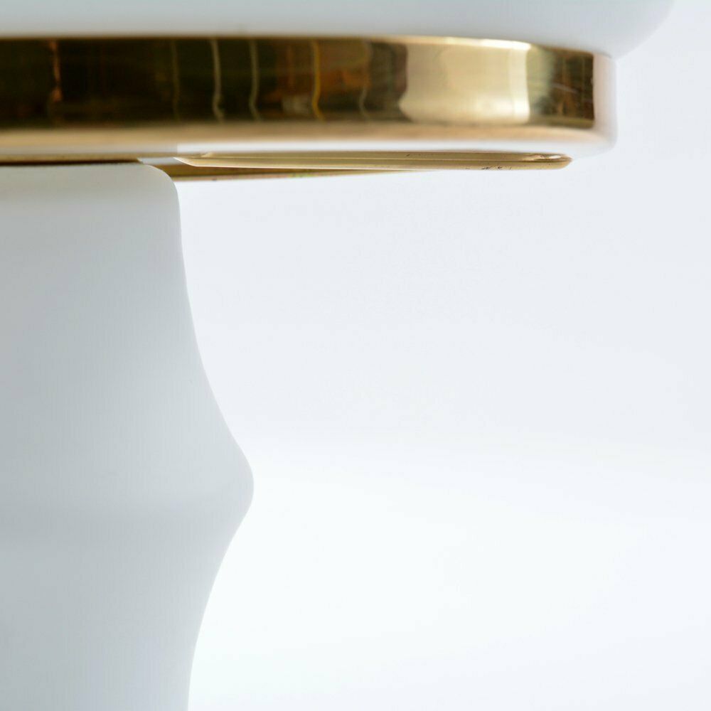 White Glass And Brass Table Lamp By Osvetlovaci Sklo, Czechoslovakia 1970s photo for sale