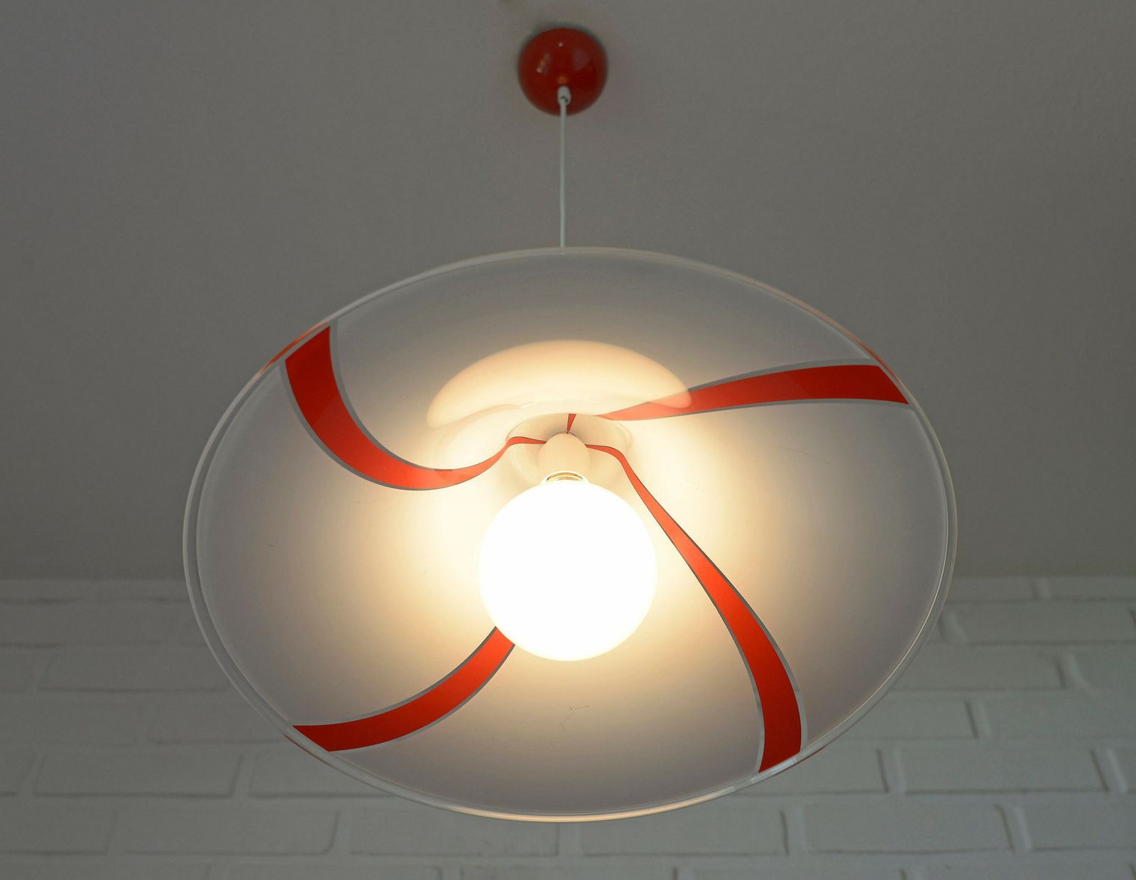 Vintage Hanging Lamp / Pop Art / Plastic Trumpet / Meblo / Albatros / Pendant Light / Mcm Light Fixture / 1970's Yugoslavia / Cool Lamp