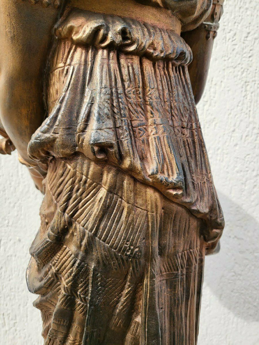 Egyptian Woman With Urn, Orientalist Spelter, Signed, Late 19th Century photo furniture