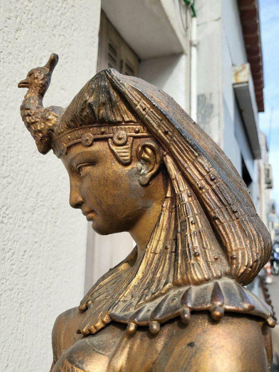photo for sale Egyptian Woman With Urn, Orientalist Spelter, Signed, Late 19th Century