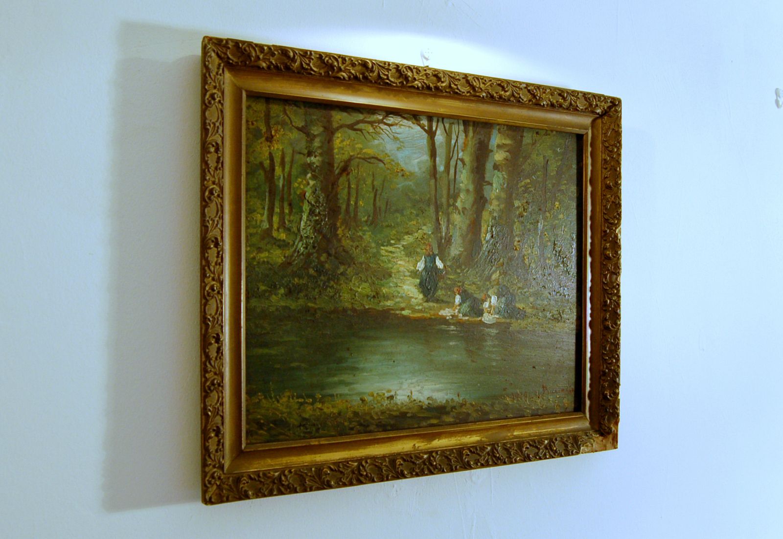 Domenico Buscaglia   Oil On Wood   The Washerwomen 1919 photo buy