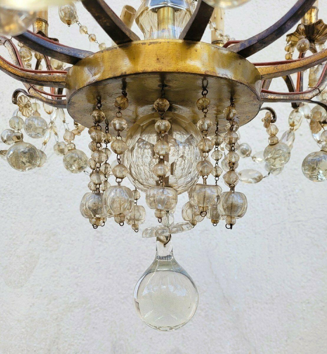 Large Cage Chandelier With Tassels, 18 Lights, Late 19th Early 20th Century photo buy