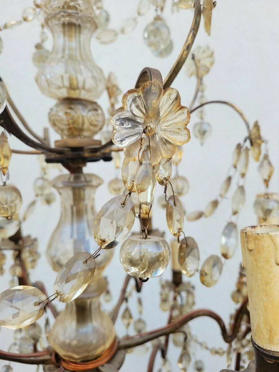 photo for sale Large Cage Chandelier With Tassels, 18 Lights, Late 19th Early 20th Century