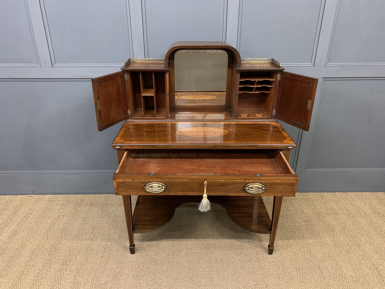 Inlaid Mahogany Bonheur Du Jour photo for sale