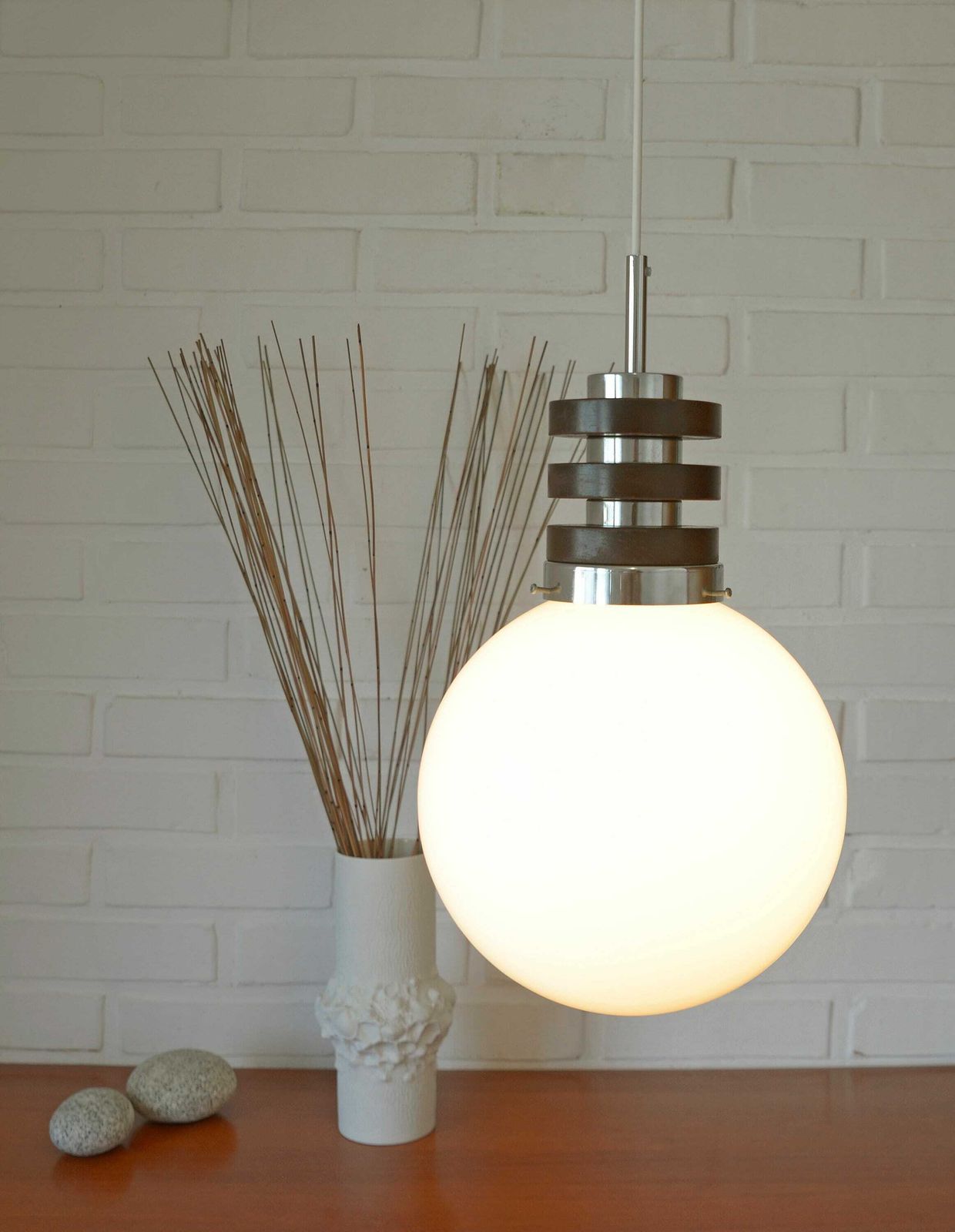 Vintage Pendant Light / Mid Century Modern / Space Age / Hanging Lamp / Glass Light Fixture / Yugoslavia 1970's / Retro Lamp / Chandelier photo Lighting