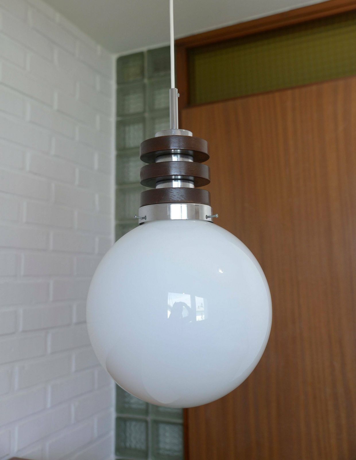 Vintage Pendant Light / Mid Century Modern / Space Age / Hanging Lamp / Glass Light Fixture / Yugoslavia 1970's / Retro Lamp / Chandelier photo 201.0