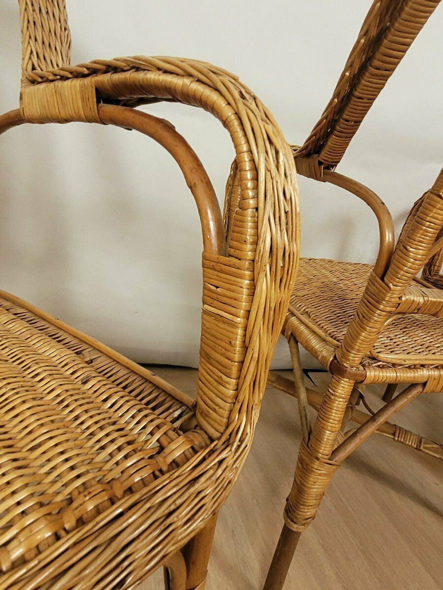 Mid 20th Century 9 Piece Rattan Living Room Set photo Furniture