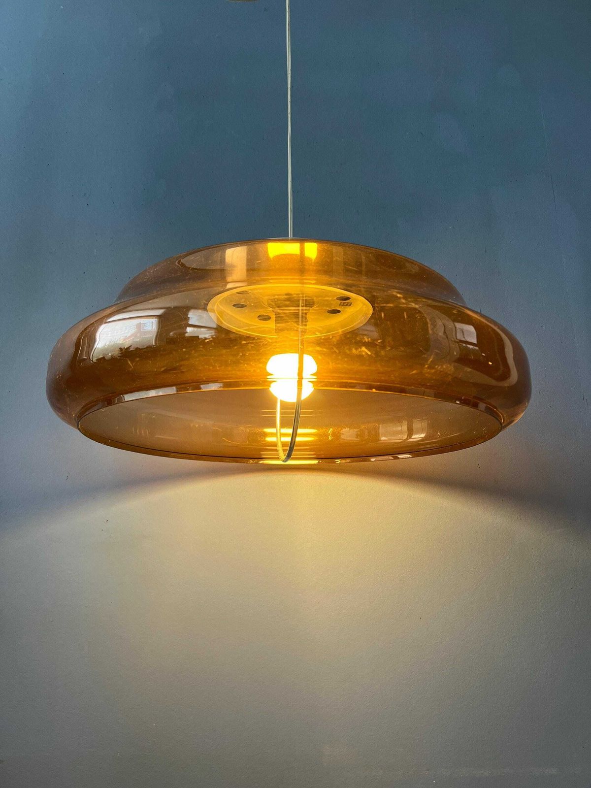 Orange/Brown Plexiglass Space Age Ufo Pendant Lamp photo furniture