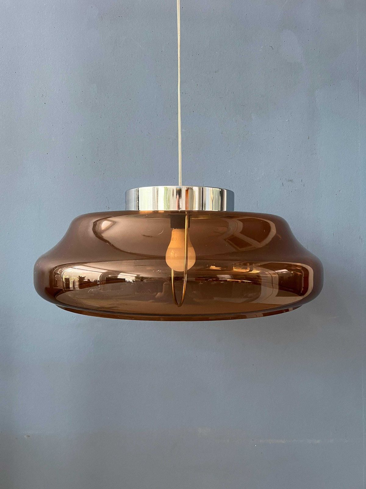 Oranje/Bruine Plexiglazen Space Age Ufo Hanglamp photo buy