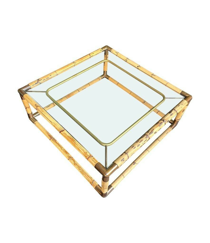 photo for sale An Italian 1970s Bamboo And Brass Coffee By By Giovanni Banci For Banci Firenze,