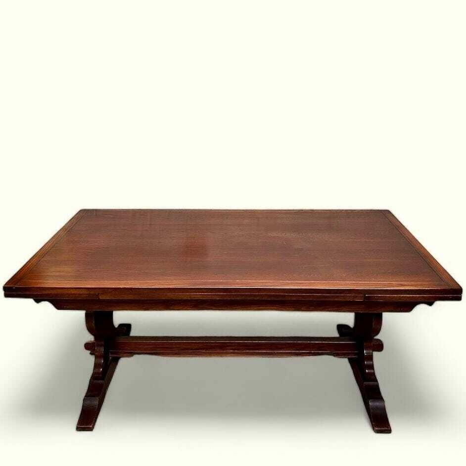 Vintage Old Charm Wood Bros Large Oak Extending Draw Leaf Dining Table C1960 / Seats 8 10 photo furniture