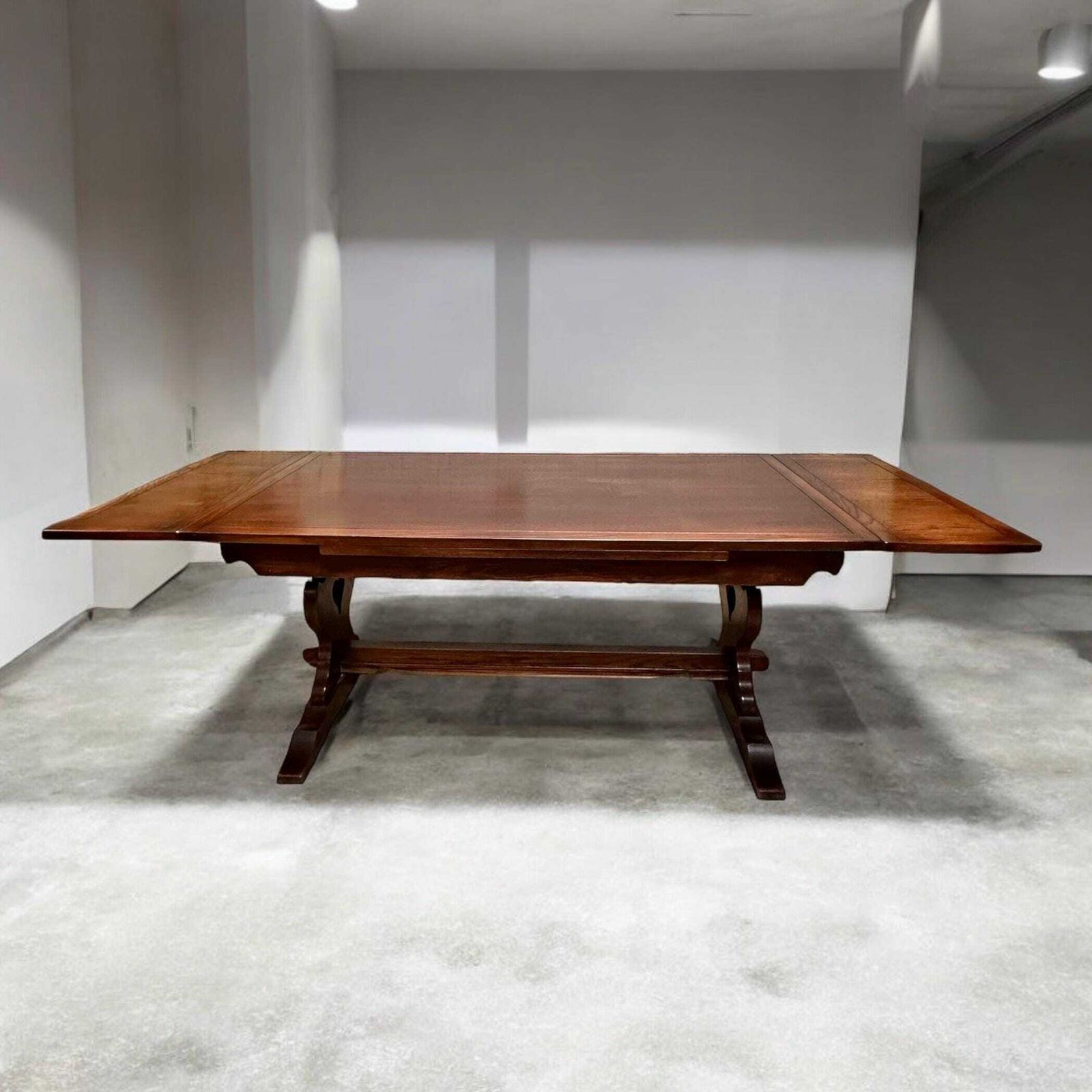 Vintage Old Charm Wood Bros Large Oak Extending Draw Leaf Dining Table C1960 / Seats 8 10 photo vinterior