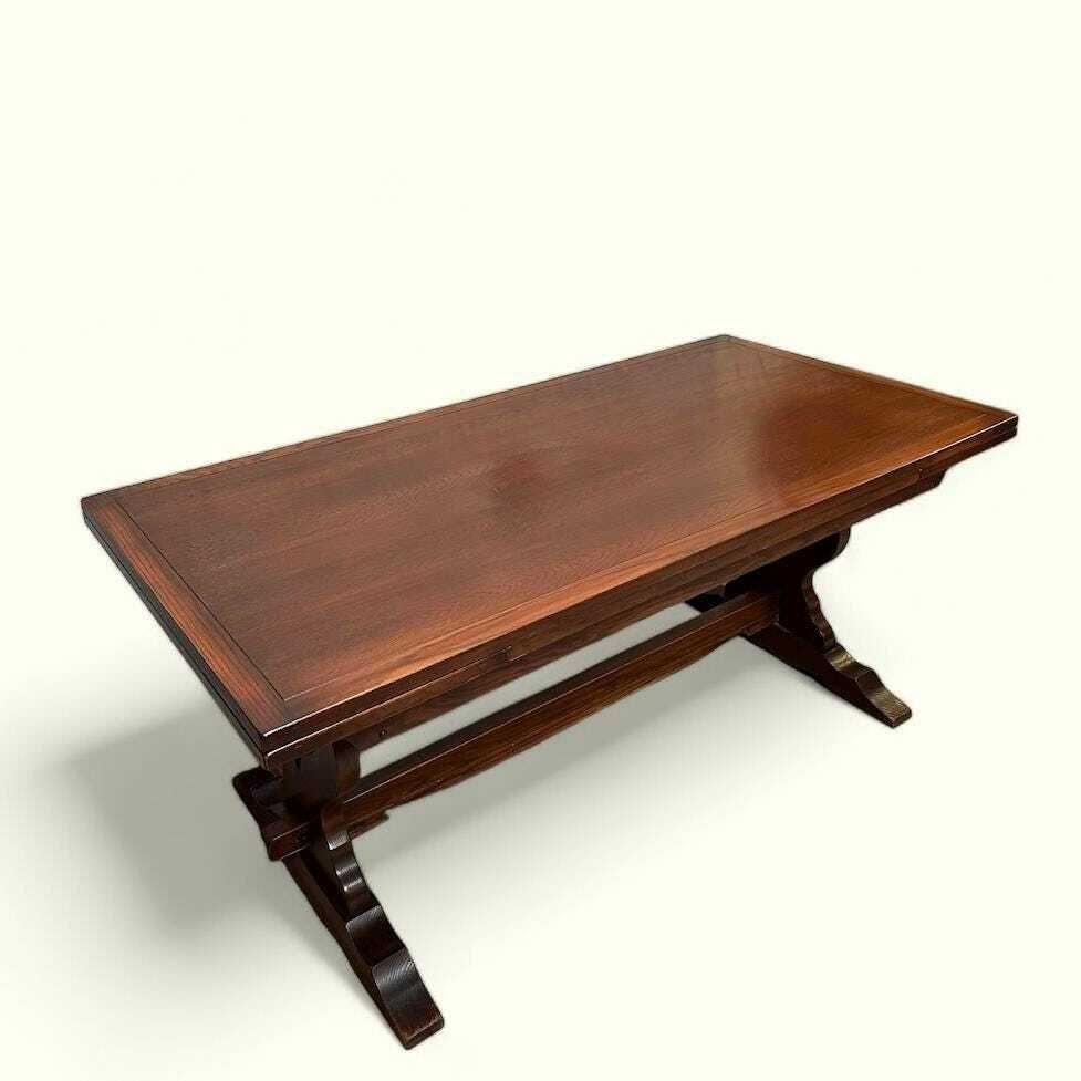Vintage Old Charm Wood Bros Large Oak Extending Draw Leaf Dining Table C1960 / Seats 8 10 photo buy