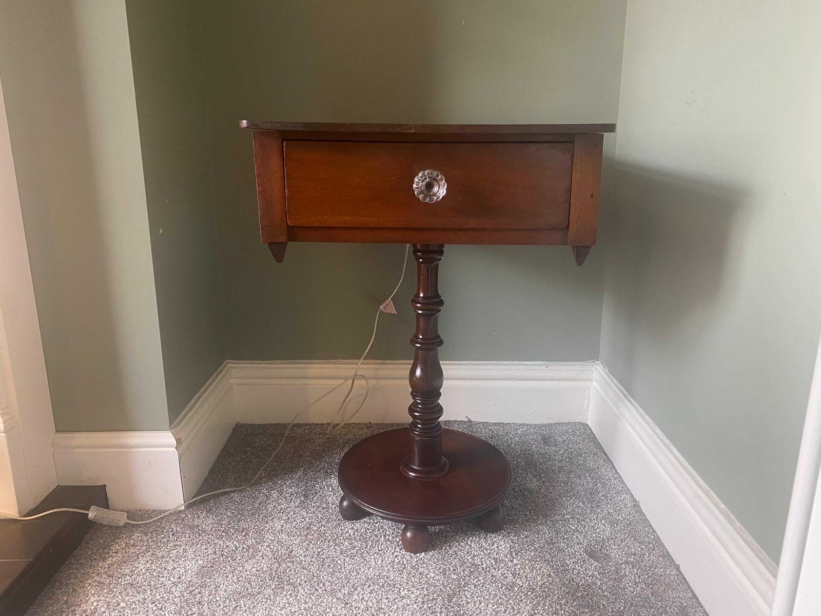 Antique Pedestal Table Occasional Table With Drawer Side Table