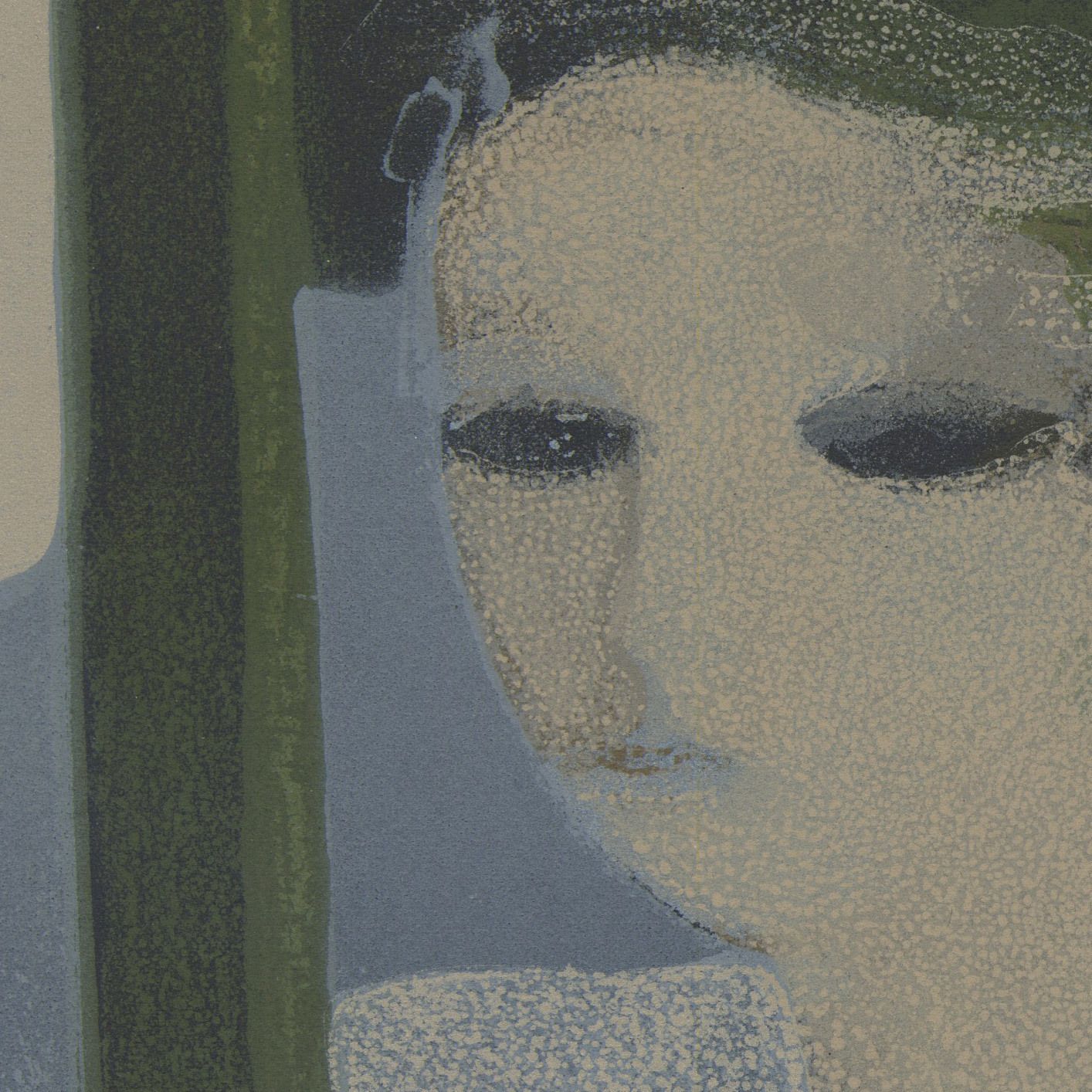 Beautiful Muted 1960s French Lithograph Portriat photo for sale