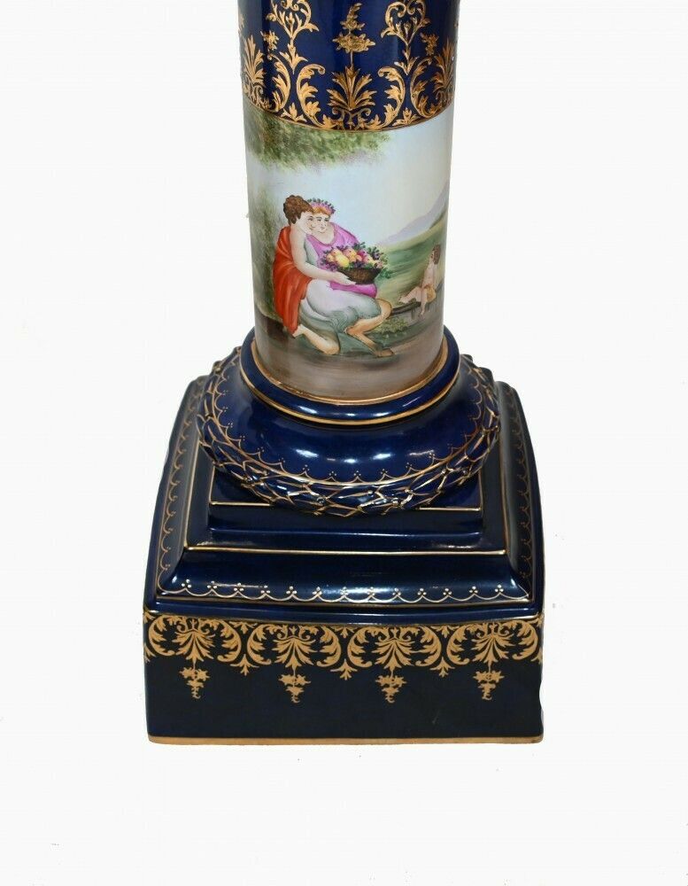 Pair French Porcelain Pedestal Stands Paris Sevres Tables photo buy