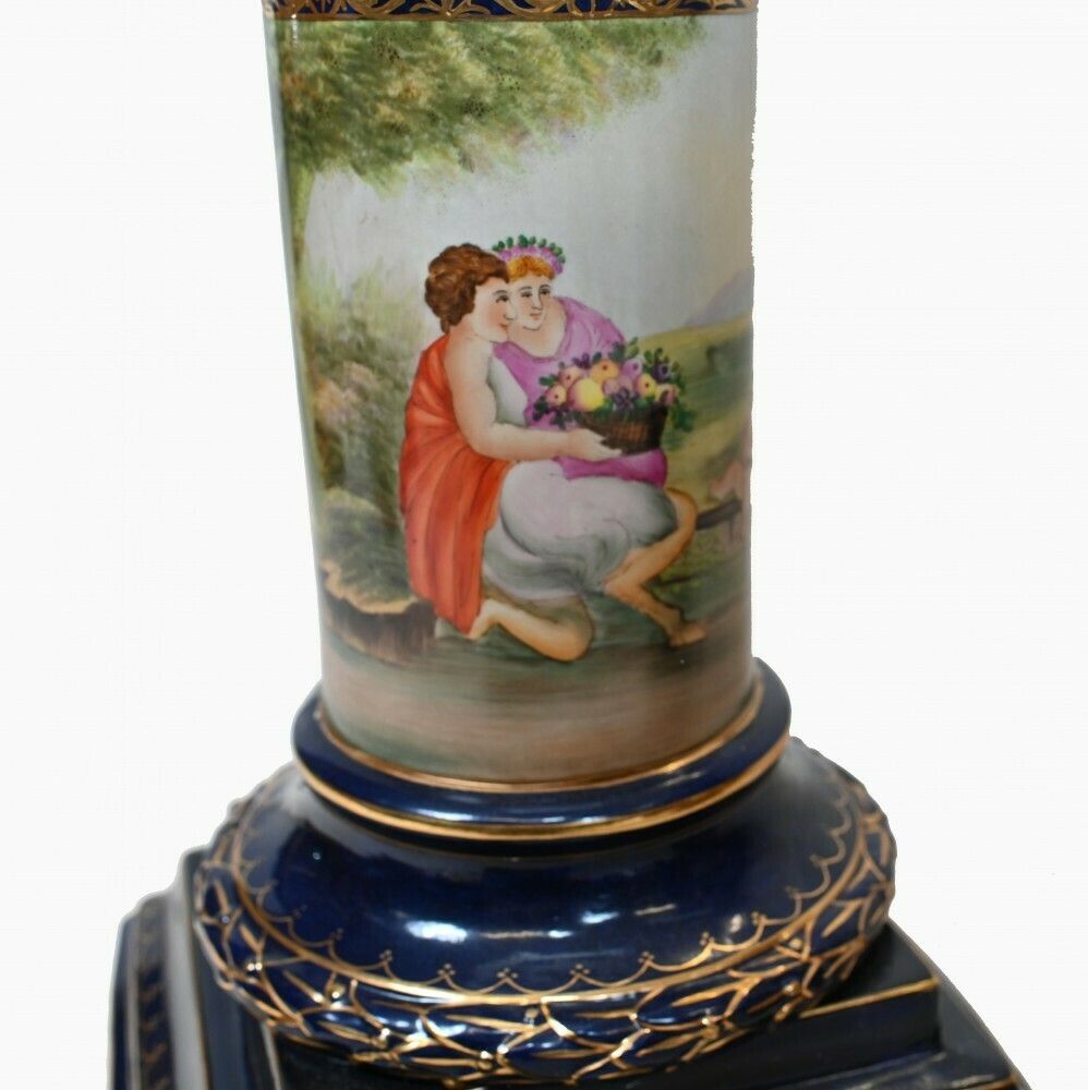 Home Decor Pair French Porcelain Pedestal Stands Paris Sevres Tables photo