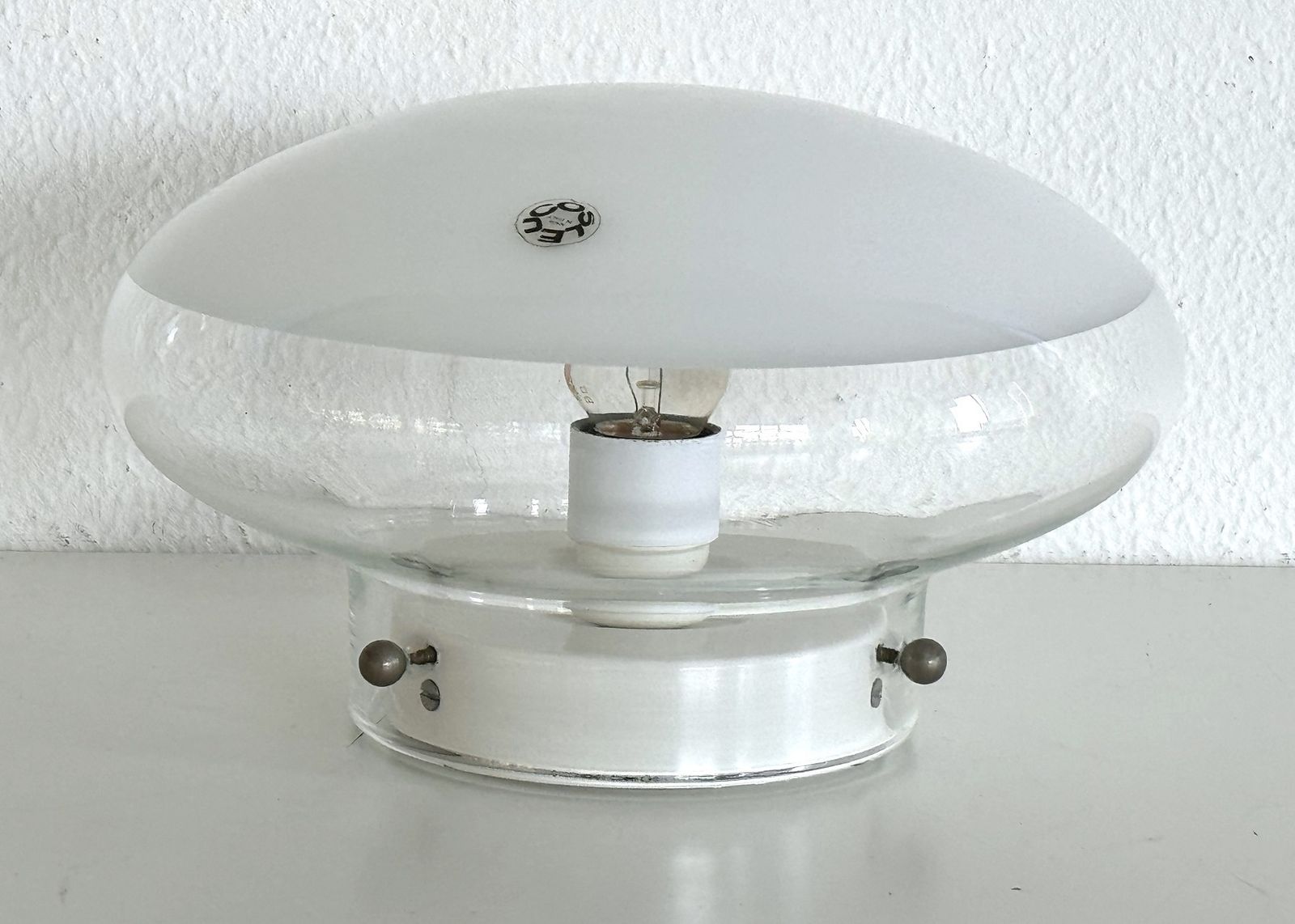 Italian Midcentury Murano Glass Flush Mount By Roberto Pamio For Leucos, 1970 photo Lighting