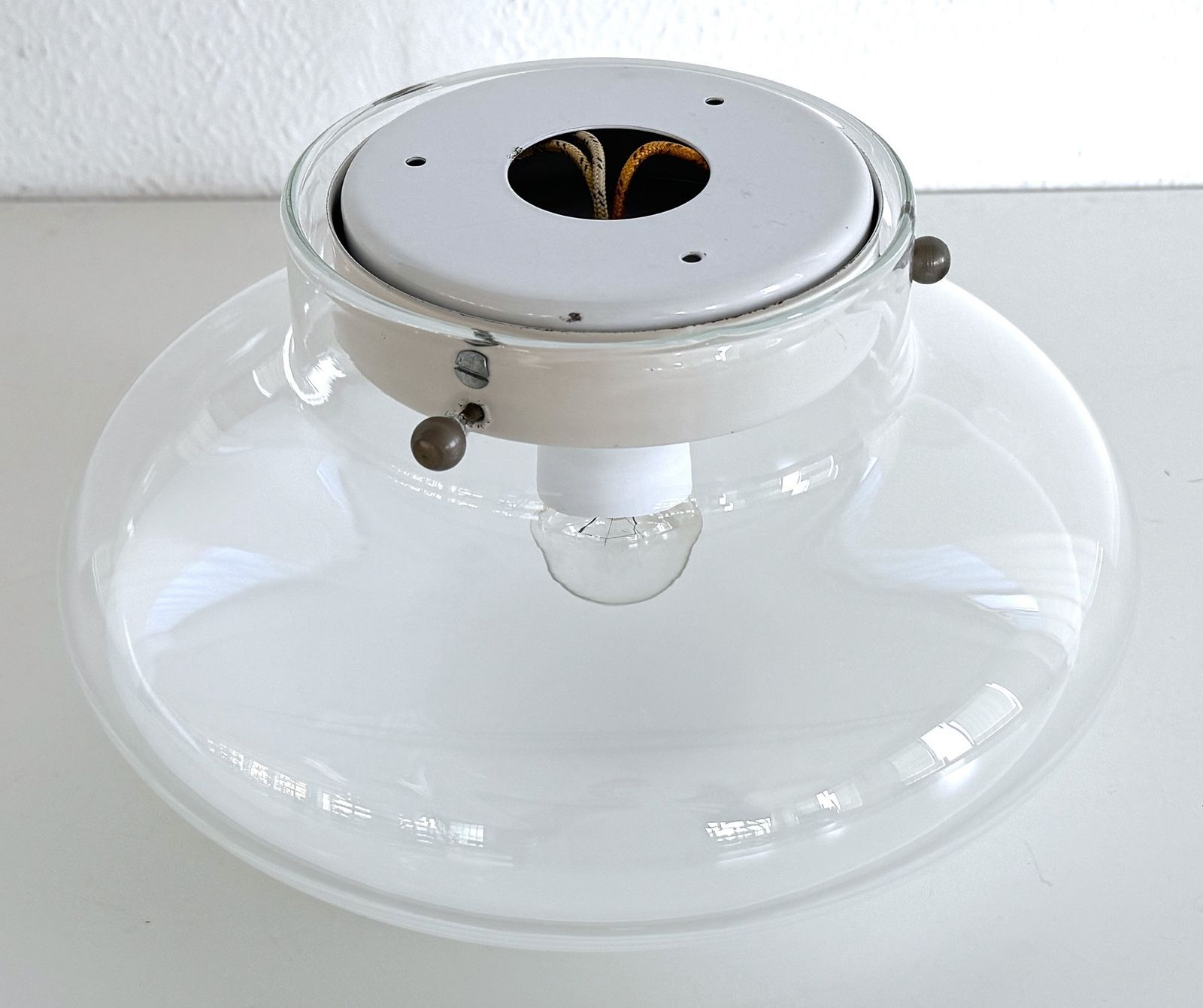 Italian Midcentury Murano Glass Flush Mount By Roberto Pamio For Leucos, 1970 photo buy
