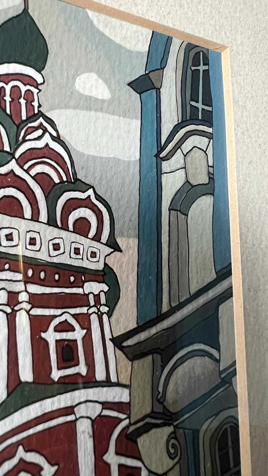 Original Gouache Painting Of The Holy Trinity Church In Moscow By Gregory Shestakov photo vinterior
