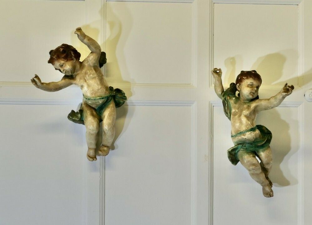 photo for sale A Pair Of 19th Century Italian Putti Signed A