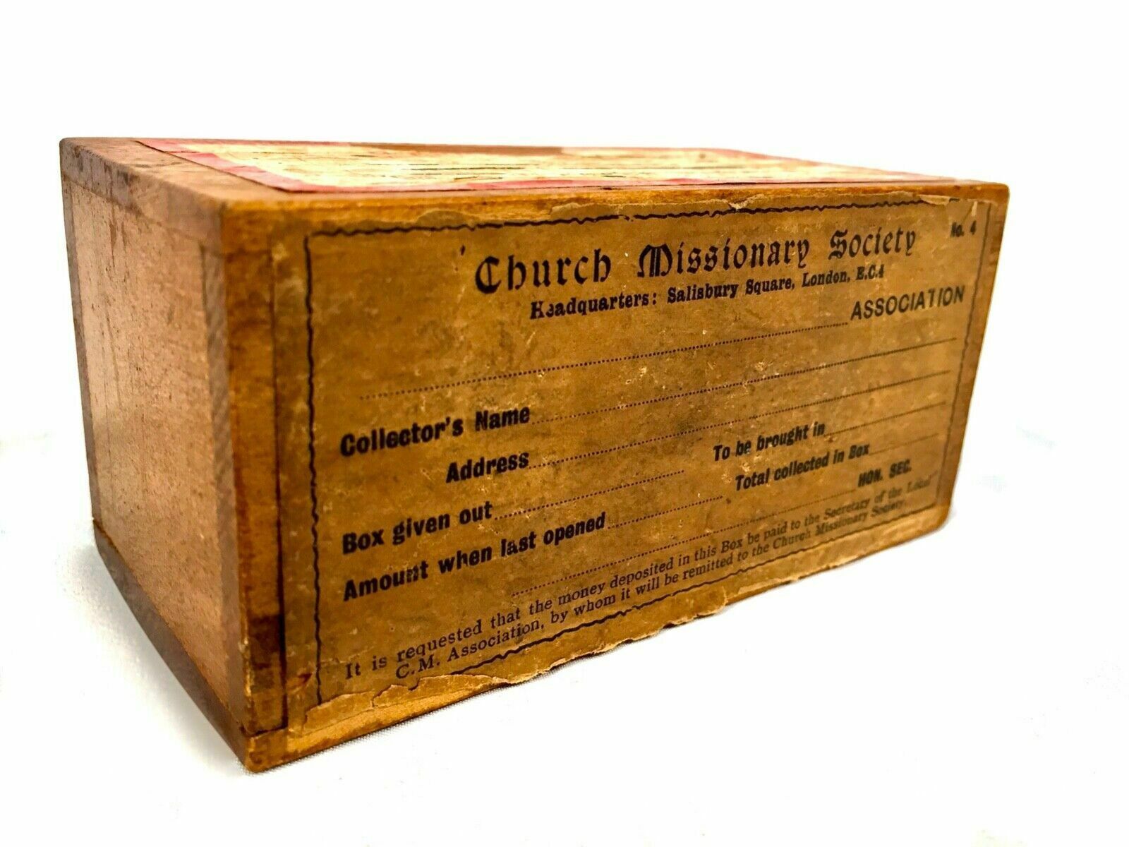 Antique Wooden Church Missionary Society Box Collection / Offering Box C.1900 photo Home Decor