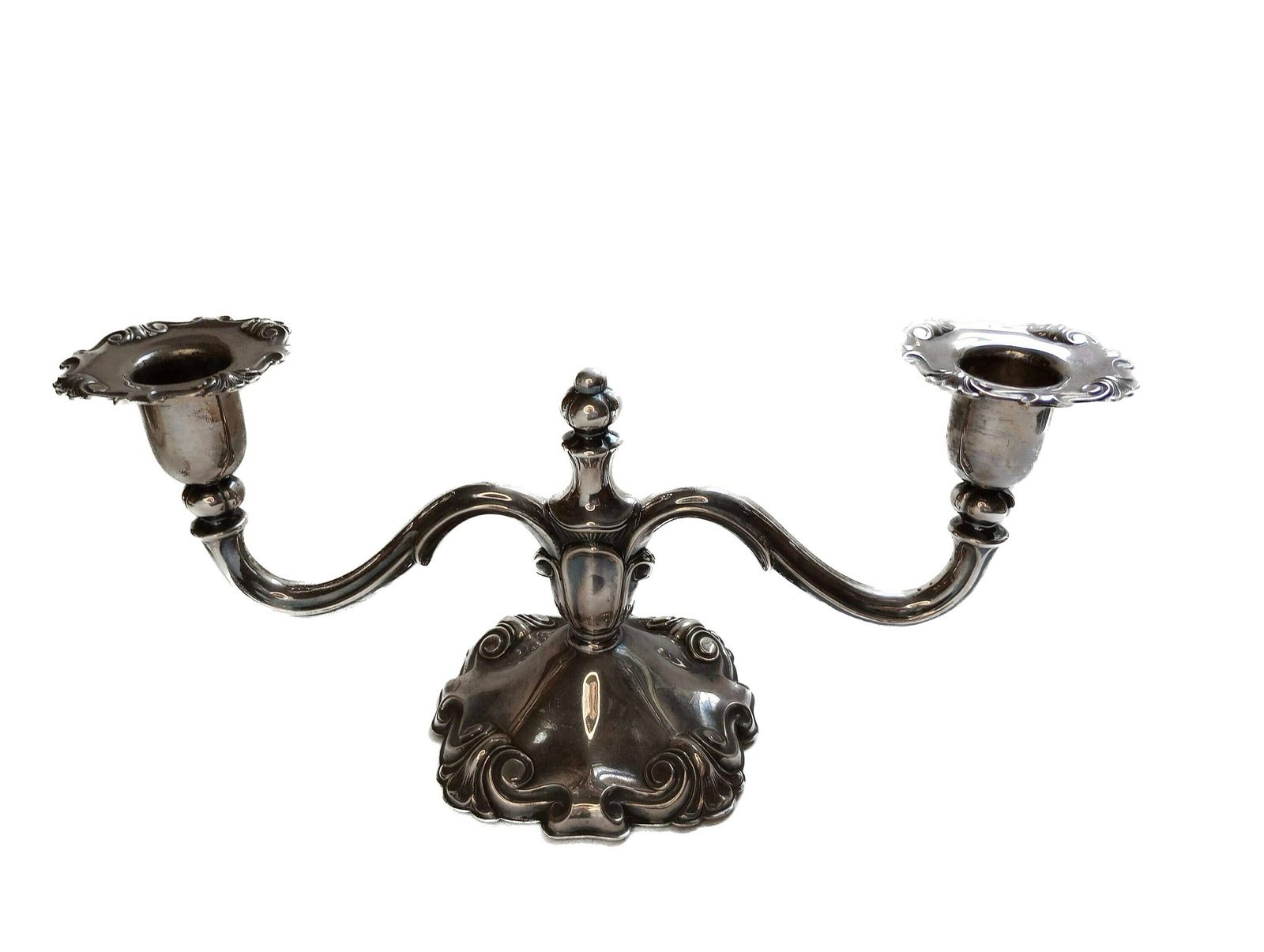 Beautiful Antique Edwardian Silver Plate Two Arm Candelabra photo for sale