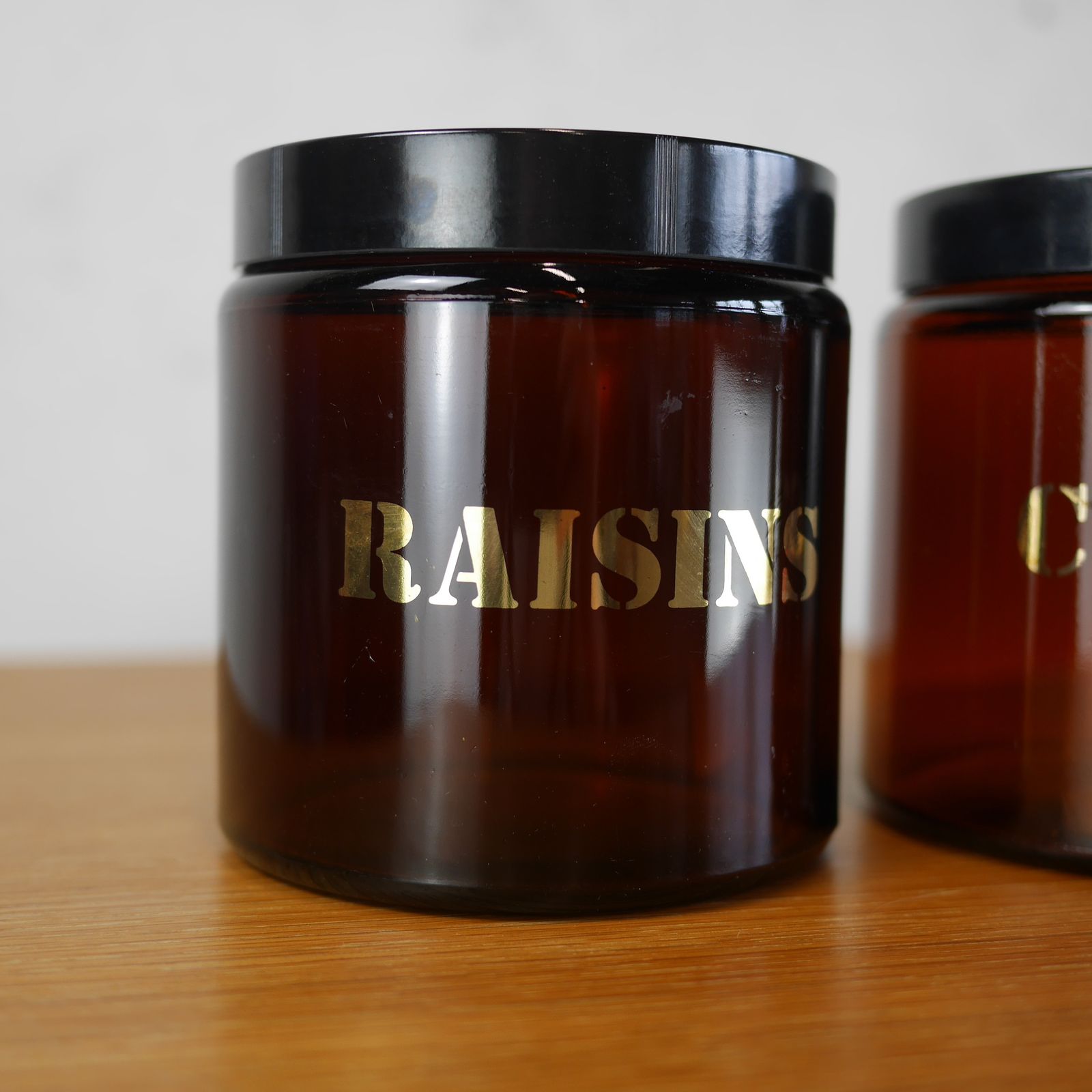 Set 3 Mid Century Brown Glass Storage Container Jar Currant photo for sale
