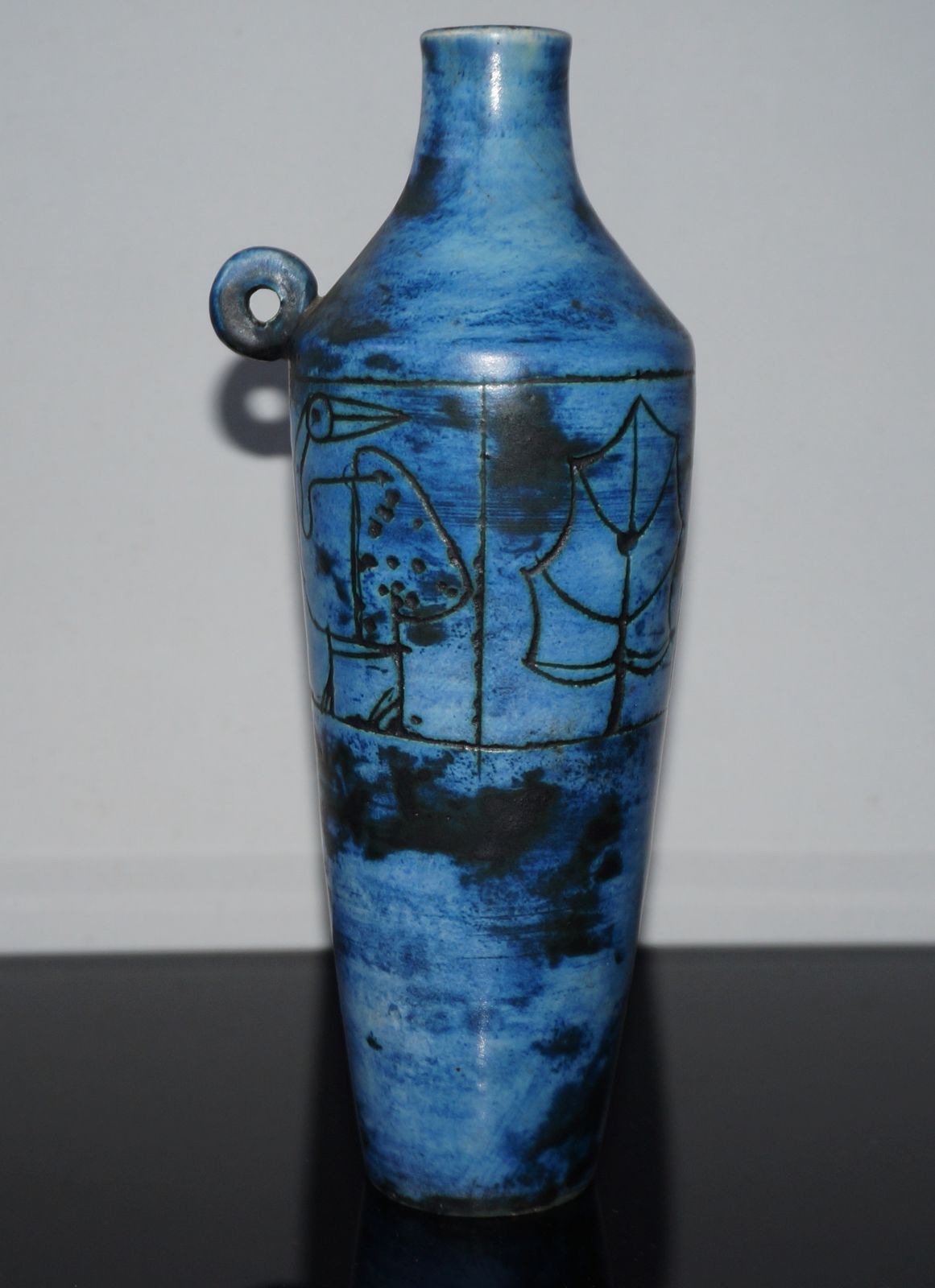 Jacques Blin Midcentury French Studio Pottery Vase With Incised Bird Decoration photo Home Decor