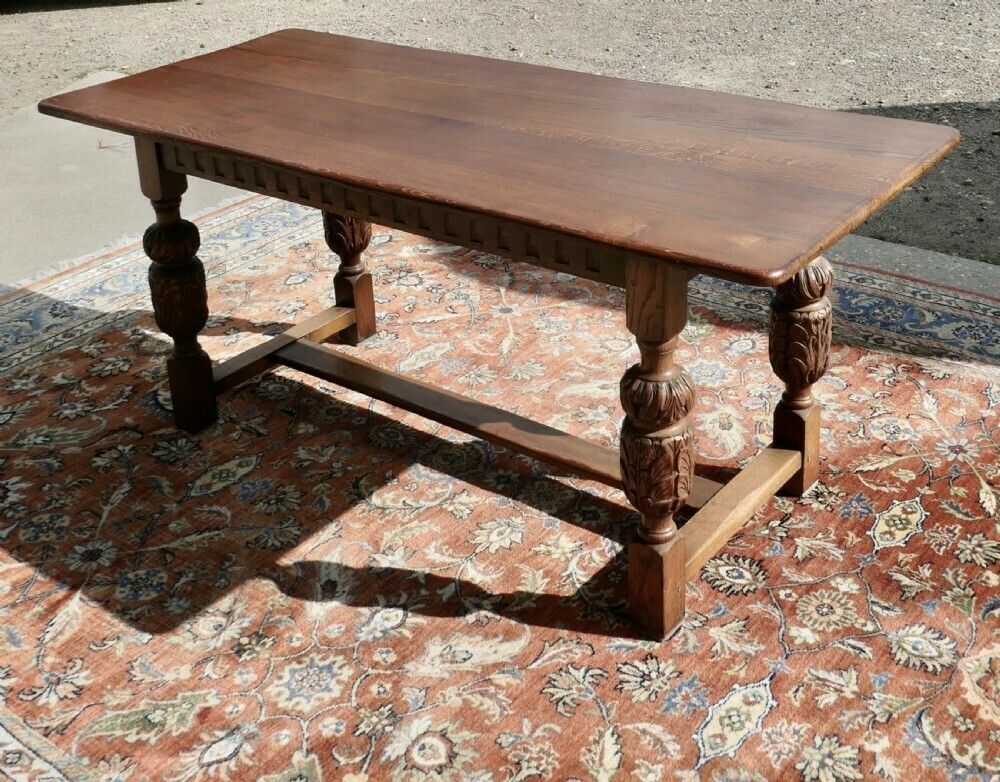 19th Century Farmhouse Gothic Oak Refectory Table photo furniture
