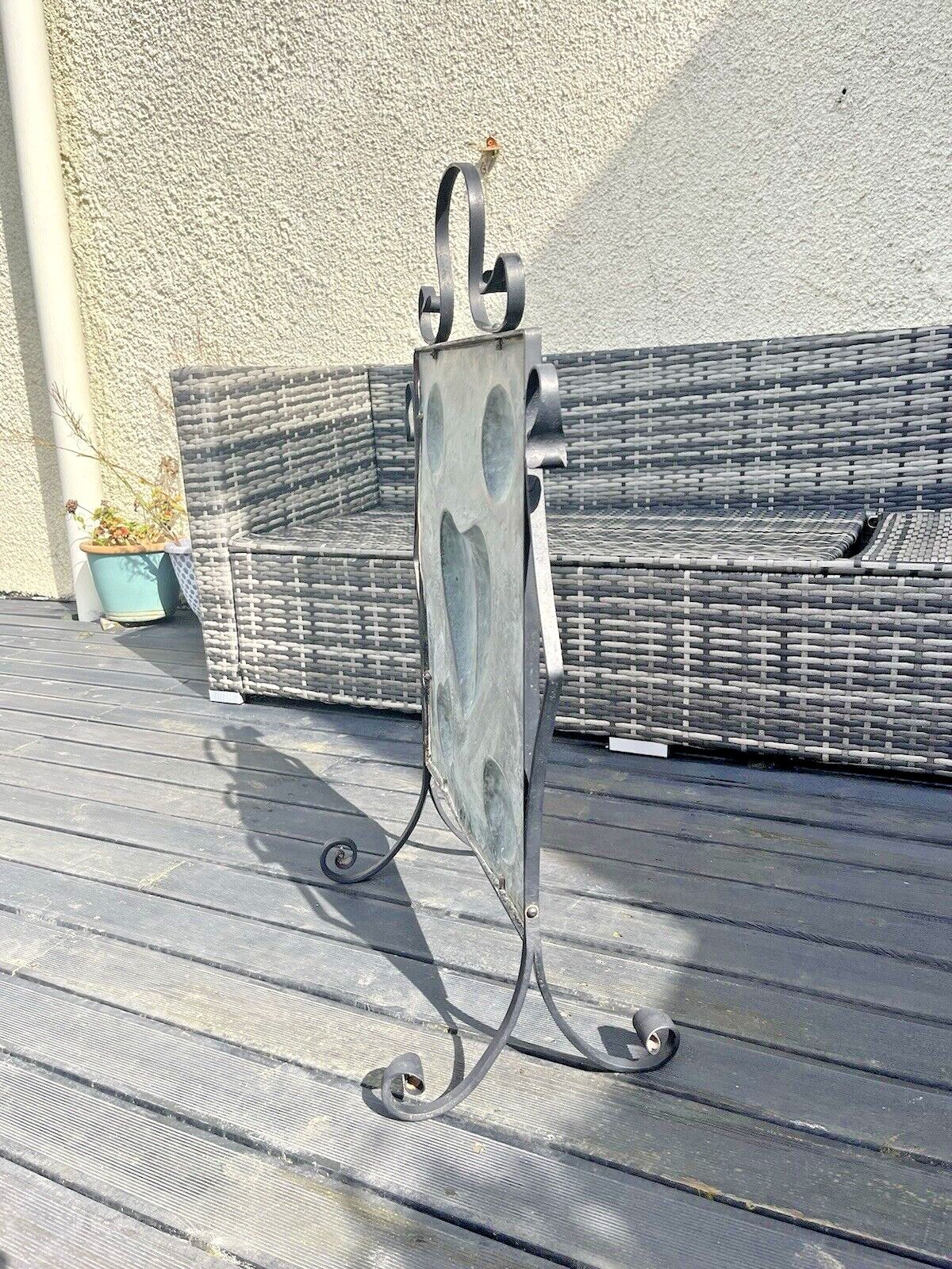 Antique Art Nouveau Heart & Roundel Copper & Wrought Iron Fire Guard Screen Af photo vintage