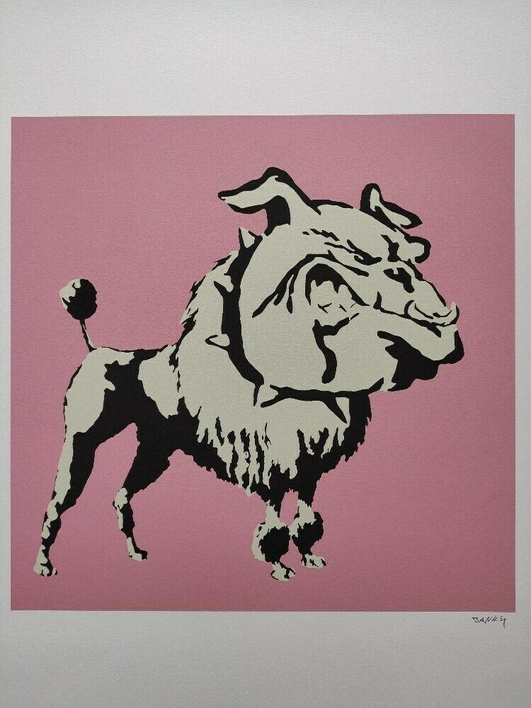 Banksy Pitbull Poodle   Certificate (Banksy Wall Art, Banksy Lithograph) photo furniture