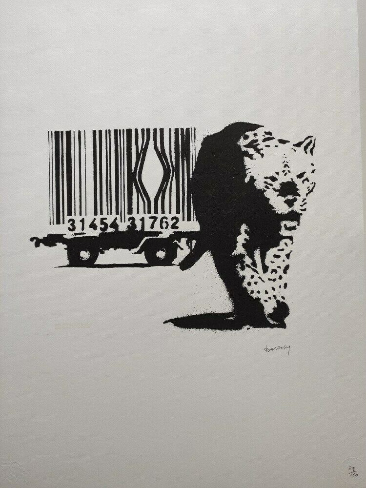 Banksy Signed   Barcode Leopard   Certificate (Banksy Art, Banksy Wall Art, Bank photo furniture