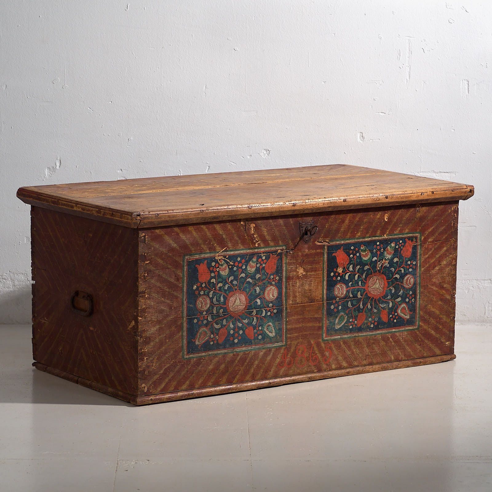 Antique Storage Trunk With Floral Motifs (C.1865) #14