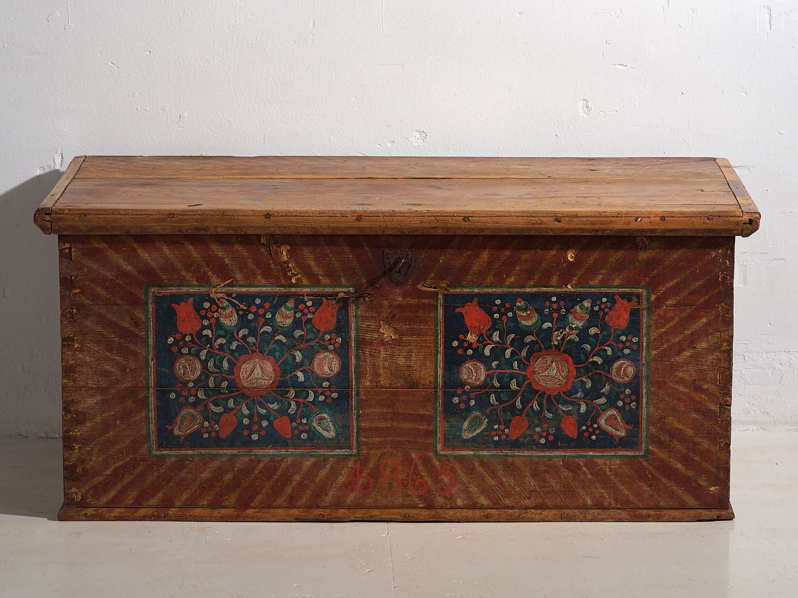 photo buy Antique Storage Trunk With Floral Motifs (C.1865) #14
