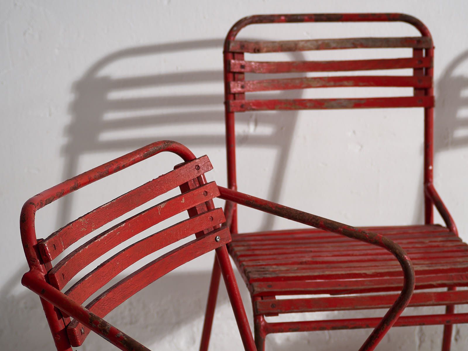 Antique Red Garden Chairs (C.1920). Set Of 4 Pieces photo Garden Furniture